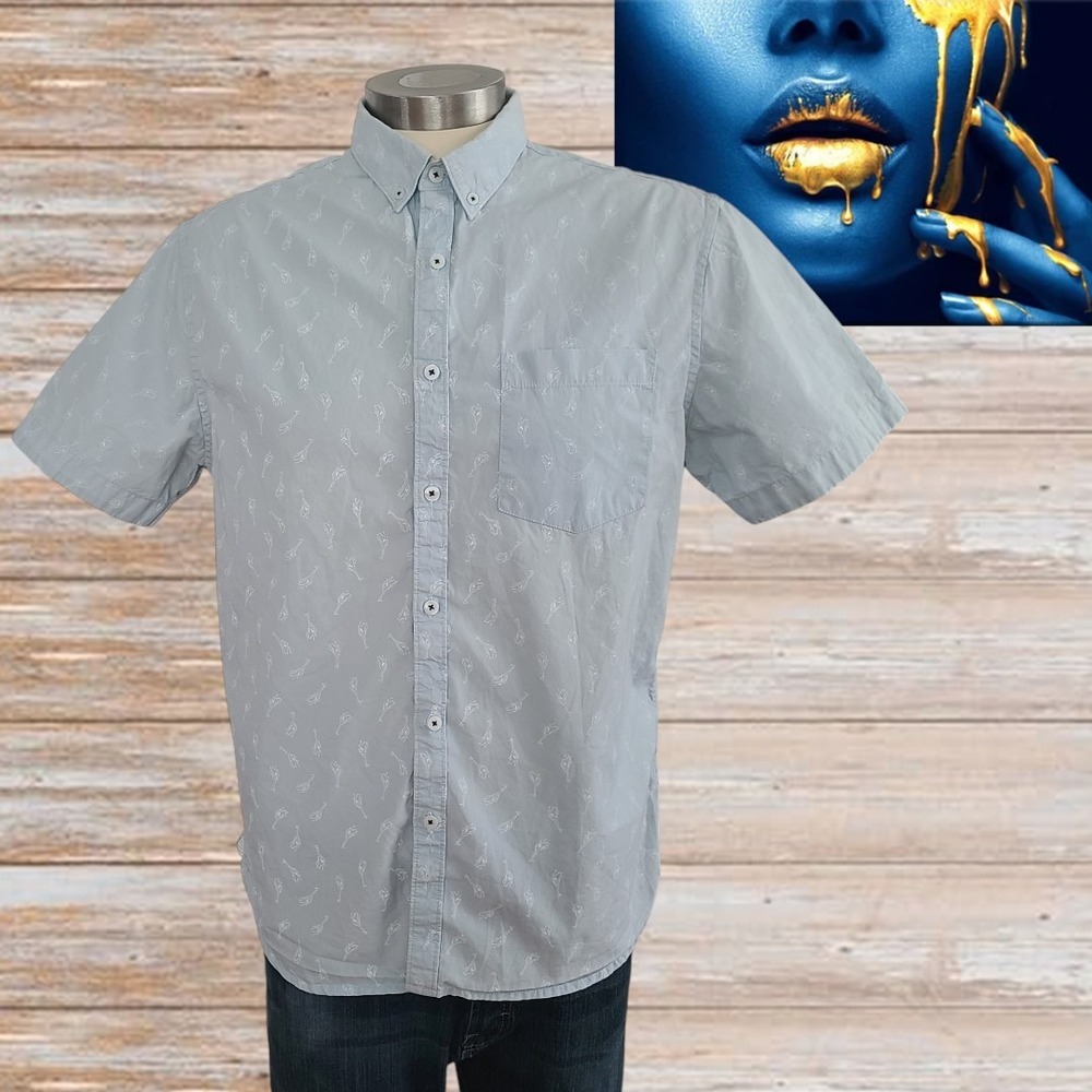 Denim Flower Ricky Singh Button Down Shirt Mens Giraffes Sz‎ L